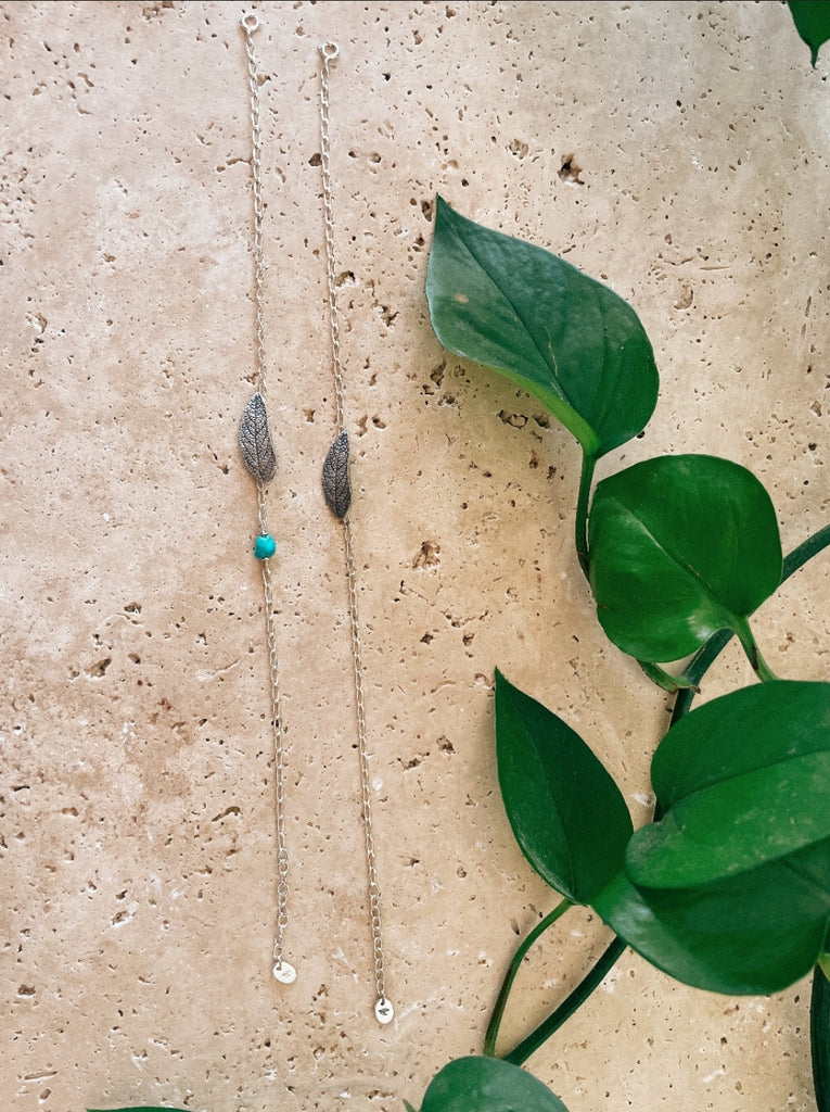 Turquoise Sage Leaf Anklet - Botanical Stone