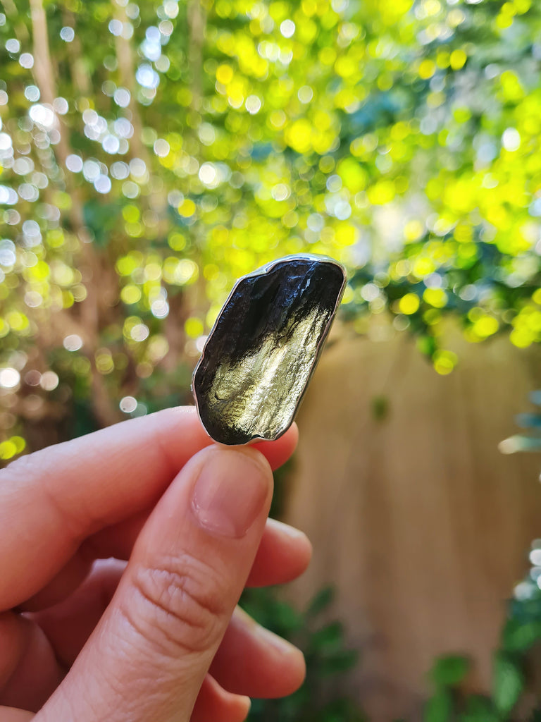 Moldavite Sage Necklace - Botanical Stone
