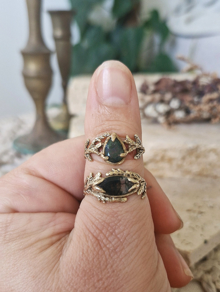 Cypress Tree Setting for Gold custom ring | Botanical Stone