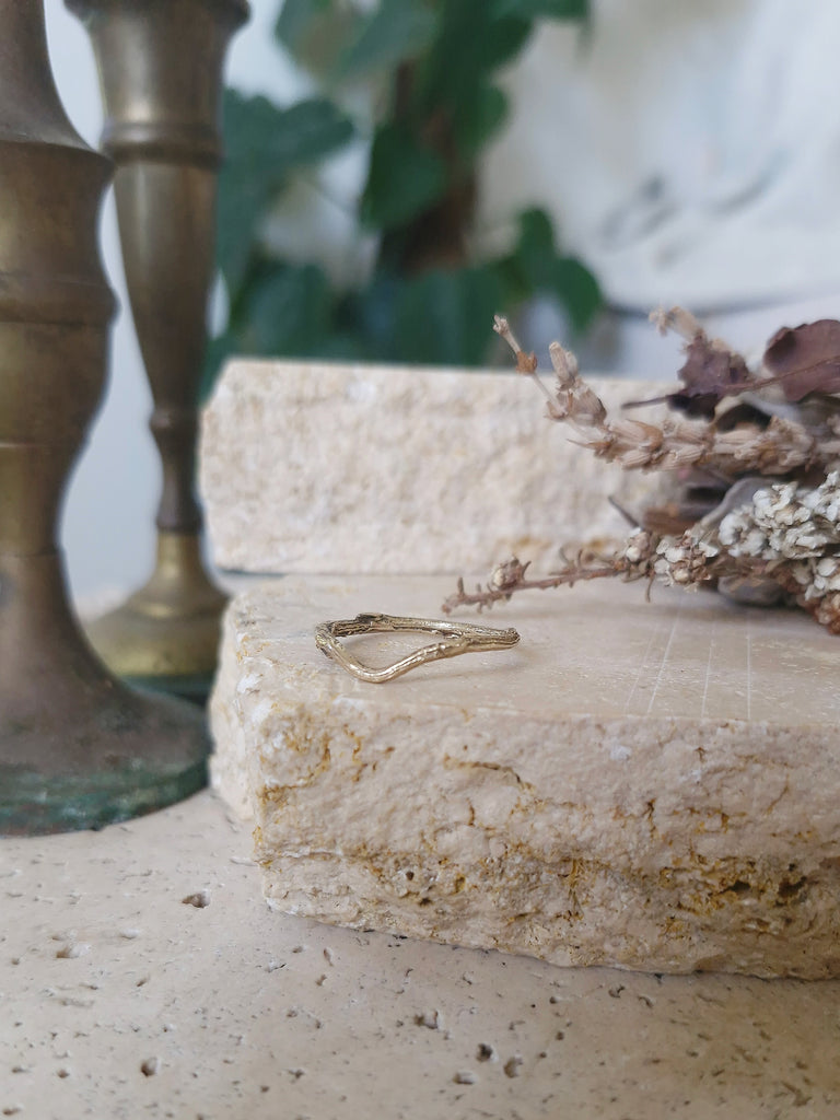 Golden Native Willow Twig Ring | Botanical Stone