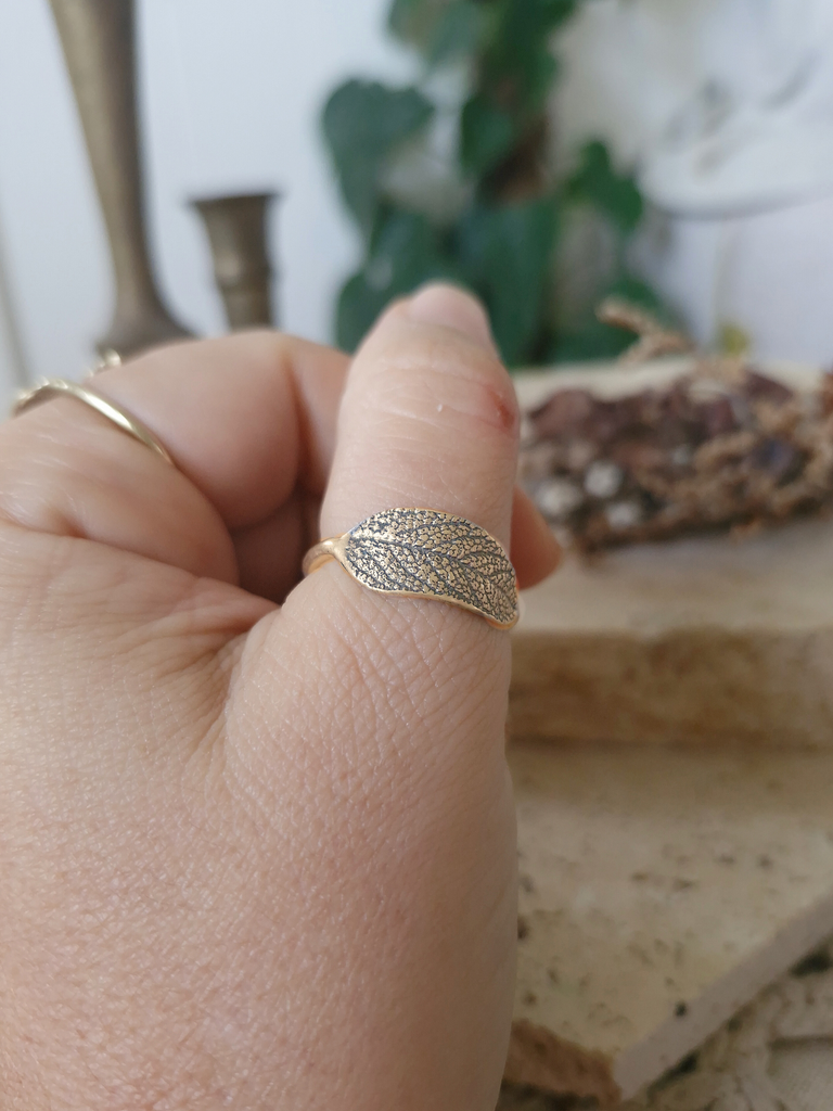 Golden Sage Leaf Ring