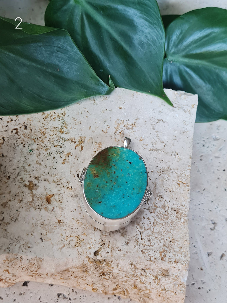 Turquoise Magi Sage Locket - Botanical Stone